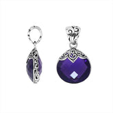 Sterling Silver Round Filigree Pendant With Amethyst Quartz Stone